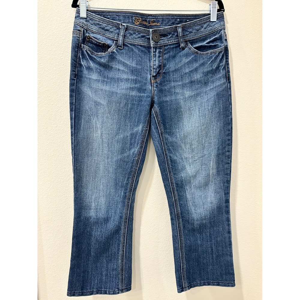 Vintage Guess Jeans Womens Medium Wash Denim Capri Cropped Pants Size 29